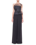 Front-Slit Wide-Leg Pants, Black