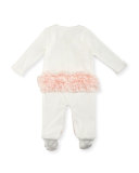 Footed Cotton Jersey Rosette Coverall, Pink, Size 3-9 Months