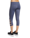 Cutout-Side Capri Pants, Heathered Denim