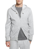 Cashmere-Blend Zip-Up Hoodie, Light Gray