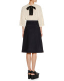 D-Ring A-Line Wrap Skirt, Blue/Black