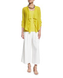 Draped-Front Organic Linen Cardigan 