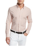 Gingham Woven Sport Shirt, Orange