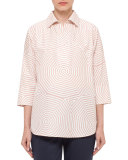 Swirl-Print Oversized Tunic, Flesh