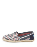 Seasonal Classic Alpargata Canvas Slip-On, Navy/Red Stripe