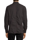 Powel Zip-Pocket Long-Sleeve Shirt, Black