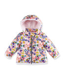 Hooded Monster-Print Jacket, Pink/Multicolor, Size 12-24 Months