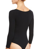 3/4-Sleeve Ribbed Bodysuit, Black