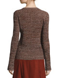 Otero Ribbed Crewneck Sweater, Red Rock Marl