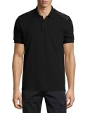 Hitchin Cotton Pique Polo Shirt, Black