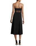 Honora Bustier Midi Dress, Black