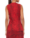 Cheetah-Print Wool Top, Pomegranate