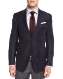 Check Two-Button Sport Coat, Navy/Charcoal