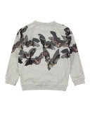 Reuben Shadow Bats Raglan Sweatshirt, Gray, Size 4-10