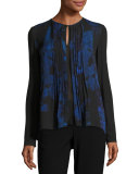 Northstar Holly Long-Sleeve Printed Silk Blouse, Bluette