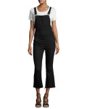 Cropped Kick-Flare Overalls, Coal