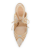 Crystal-Embellished Tie-Front 115mm Pump, Nude