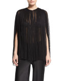 Bapel Long-Sleeve Sheer Top, Black