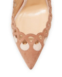 Laser-Cut Ankle-Wrap 105mm Pump, Praline/Rosa