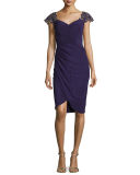 Embellished Cap-Sleeve Cocktail Dress