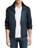 Lightweight Bicolor Wind-Resistant Jacket, Bright Steel Blue