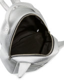 Metallic Faux-Leather Choupette Backpack, Silver