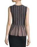 Striped Lurex® Peplum Top, Gray/Pink