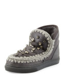 Mini Eskimo Suede Rhinestone Sneaker, Charcoal