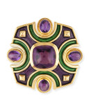 Vintage 18K Geometric Amethyst Pin