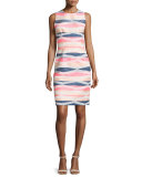 Sleeveless Striped Sheath Dress, Multi Colors