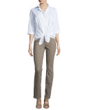 Analeigh Bracelet-Sleeve Blouse, White