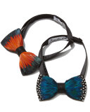 Lotus Pheasant-Feather Bow Tie, Orange