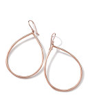 18K Rose Gold Smooth Open Teardrop Earrings, 64mm