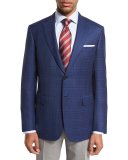 Plaid Two-Button Sport Coat, Navy
