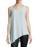 Silk Asymmetric Draped Shell, Geyser