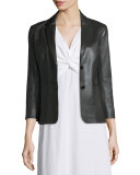 Noblan Leather Blazer, Black