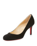 Simple Suede 70mm Red Sole Pump, Black