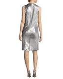 Sleeveless Low-Armhole Shift Dress, Silver