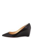Pipina Leather 55mm Wedge Red Sole Pump, Black