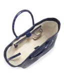 Crocodile Medium Convertible Tote Bag, Navy