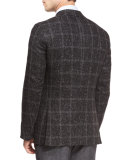 Donegal Windowpane Two-Button Sport Coat, Charcoal
