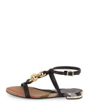 Reasonson Leather T-Strap Sandal, Black