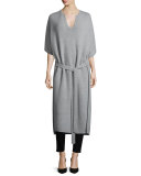 Felicie Long Tie-Front Cashmere Sweater, Marble
