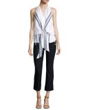 Sleeveless Poplin Wrap Top, Soft White