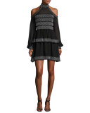 Cold-Shoulder Smocked Dress