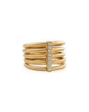 18k Moderne 5-Stack Ring with Pave Diamonds
