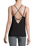 Strappy V-Neck Performance Cami, Black