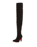 Alta Top Suede 70mm Over-the-Knee Red Sole Boot, Black