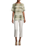 Samara Half-Sleeve Linear Mirage Blouse, Multi