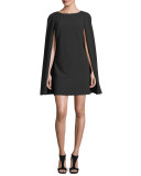 Colette Mini Cape Dress, Black